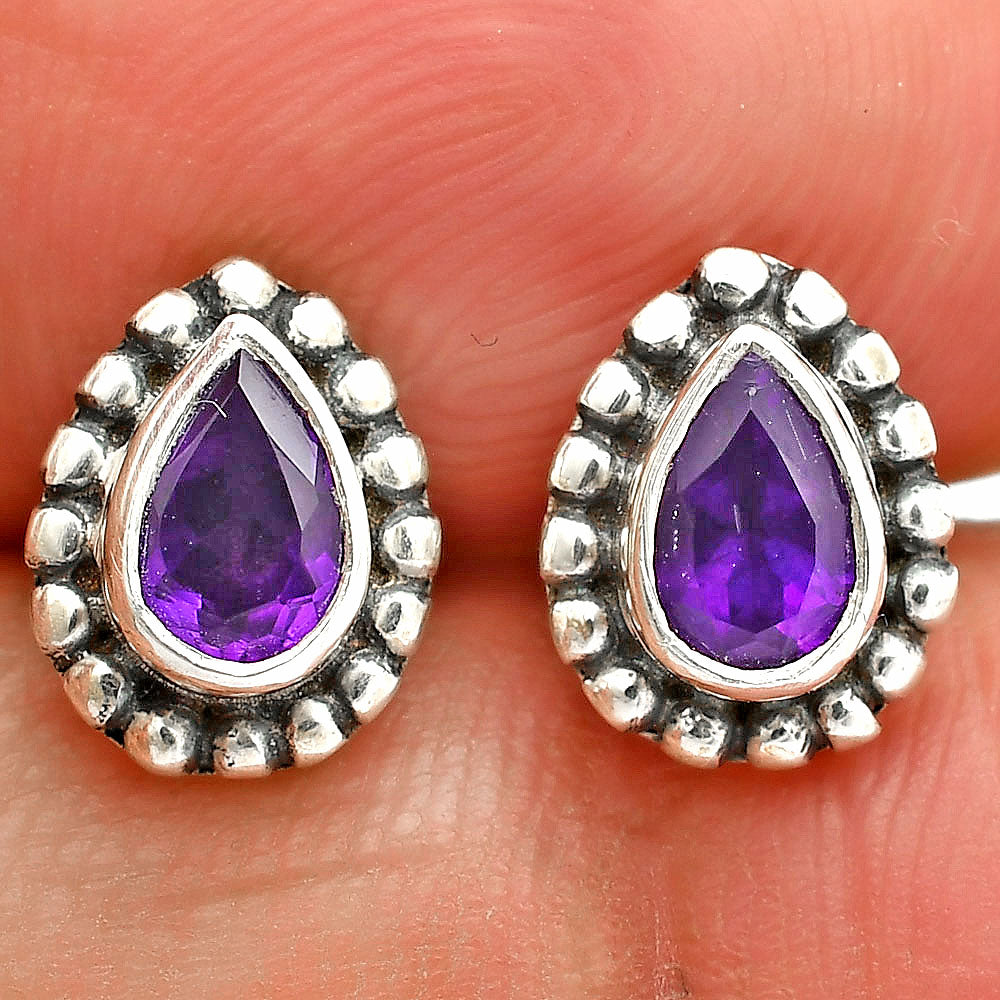 925 Sterling Silver Teardrop Gemstone Stud Earrings Jewelry for Women DGE1064 E-1121