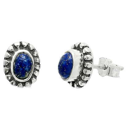 Oval Gemstone Silver Stud Earrings – Amethyst, Citrine, Lapis, Moonstone DGE1066 E-1121