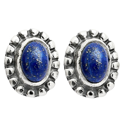 Oval Gemstone Silver Stud Earrings – Amethyst, Citrine, Lapis, Moonstone DGE1066 E-1121