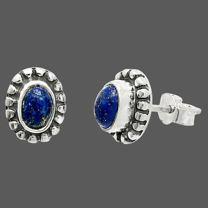 Oval Gemstone Silver Stud Earrings – Amethyst, Citrine, Lapis, Moonstone DGE1066 E-1121