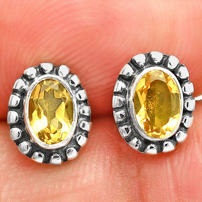 Oval Gemstone Silver Stud Earrings – Amethyst, Citrine, Lapis, Moonstone DGE1066 E-1121