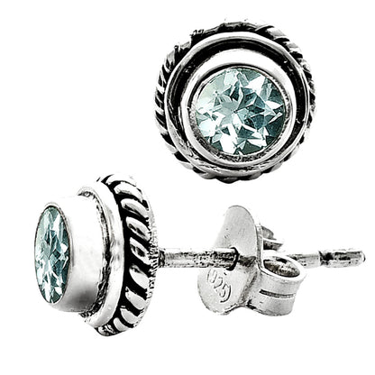 Round Gemstone Silver Stud Earrings – Amethyst, Citrine, Garnet, Topaz DGE1067 E-1245