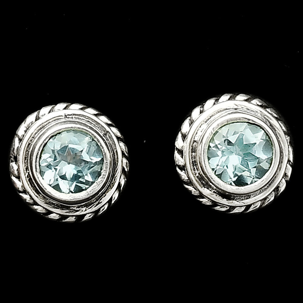Round Gemstone Silver Stud Earrings – Amethyst, Citrine, Garnet, Topaz DGE1067 E-1245