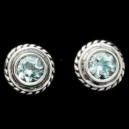 Round Gemstone Silver Stud Earrings – Amethyst, Citrine, Garnet, Topaz DGE1067 E-1245
