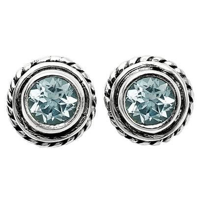 Round Gemstone Silver Stud Earrings – Amethyst, Citrine, Garnet, Topaz DGE1067 E-1245