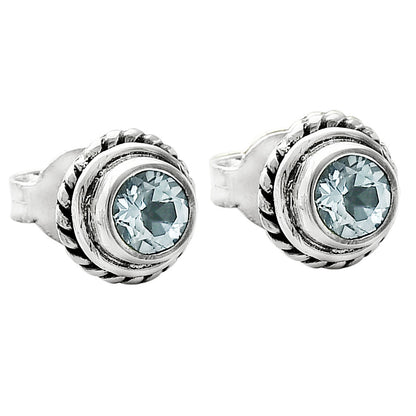 Round Gemstone Silver Stud Earrings – Amethyst, Citrine, Garnet, Topaz DGE1067 E-1245