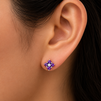 Handcrafted 925 Sterling Silver Gemstone Stud Earrings – Birthstone Gift DGE1069 E-1058