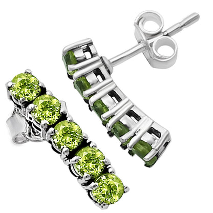 Colorful Gemstone Bar Stud Earrings – 925 Sterling Silver Jewelry Gift DGE1070 E-1063
