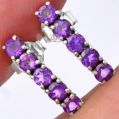 Colorful Gemstone Bar Stud Earrings – 925 Sterling Silver Jewelry Gift DGE1070 E-1063