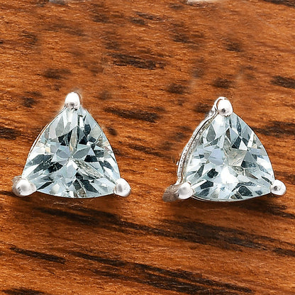 Trillion Cut Gemstone 925 Silver Stud Earrings Amethyst, Citrine, Topaz DGE1071 E-1017