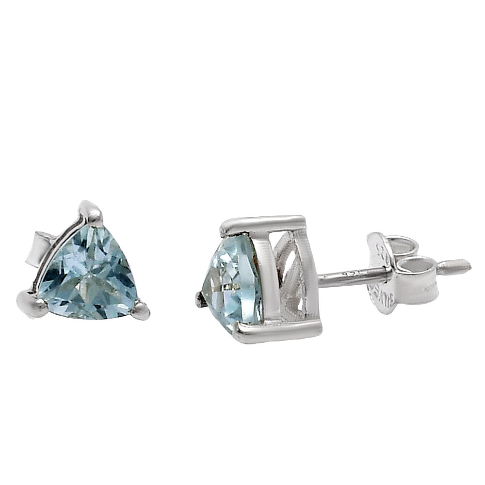 Trillion Cut Gemstone 925 Silver Stud Earrings Amethyst, Citrine, Topaz DGE1071 E-1017