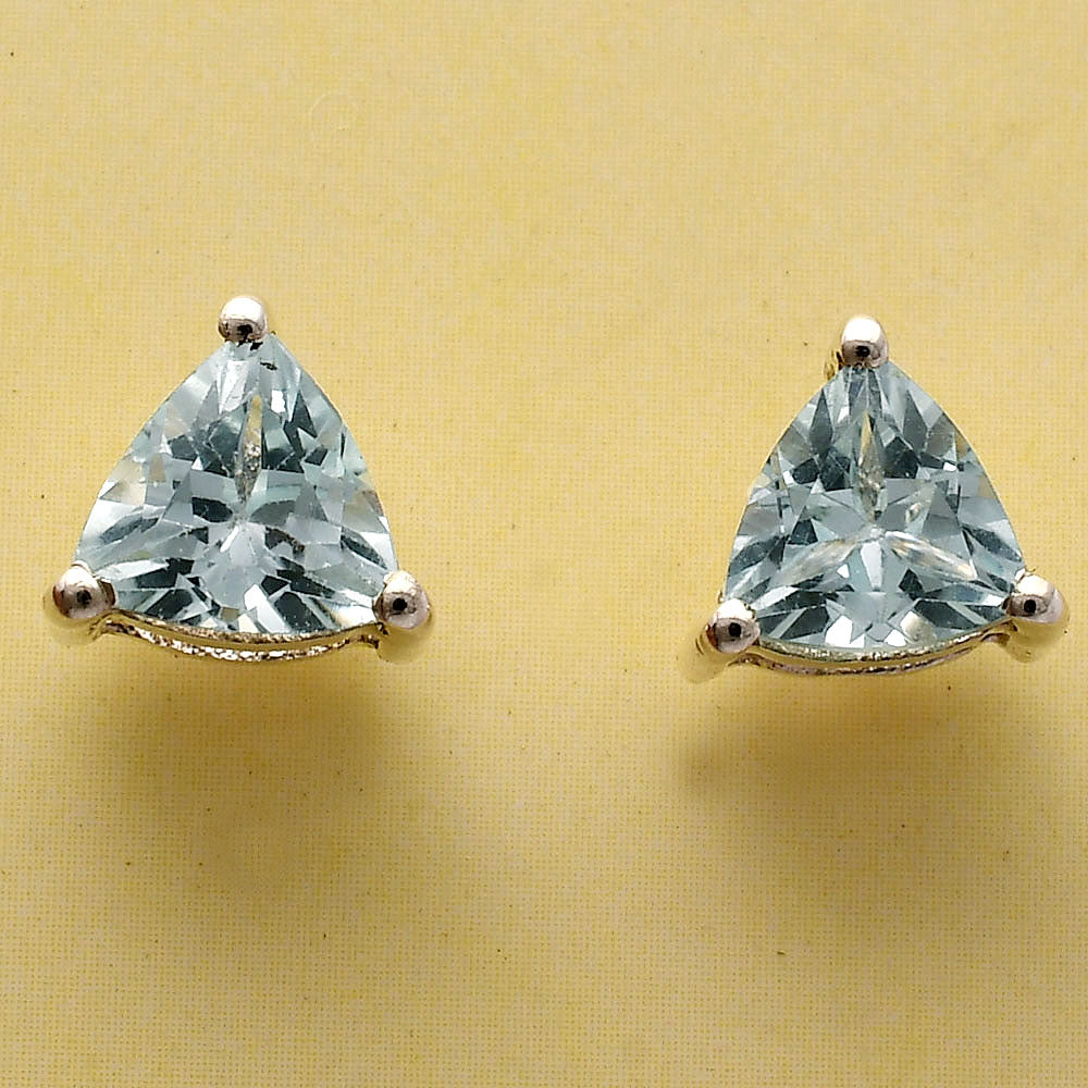 Trillion Cut Gemstone 925 Silver Stud Earrings Amethyst, Citrine, Topaz DGE1071 E-1017