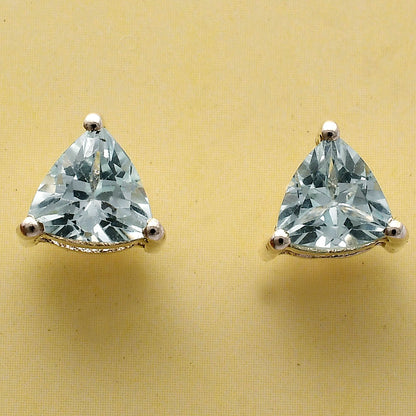 Trillion Cut Gemstone 925 Silver Stud Earrings Amethyst, Citrine, Topaz DGE1071 E-1017