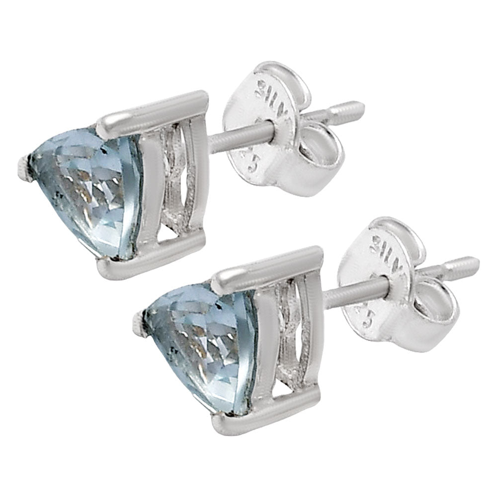 Trillion Cut Gemstone 925 Silver Stud Earrings Amethyst, Citrine, Topaz DGE1071 E-1017