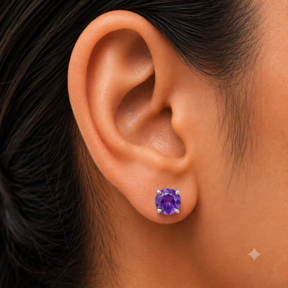 Classic Round Cut Gemstone Earrings – Peridot Amethyst Citrine Quartz DGE1072 E-1017