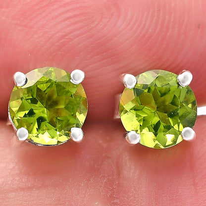 Classic Round Cut Gemstone Earrings – Peridot Amethyst Citrine Quartz DGE1072 E-1017