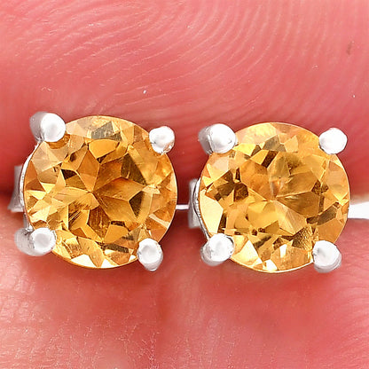 Classic Round Cut Gemstone Earrings – Peridot Amethyst Citrine Quartz DGE1072 E-1017