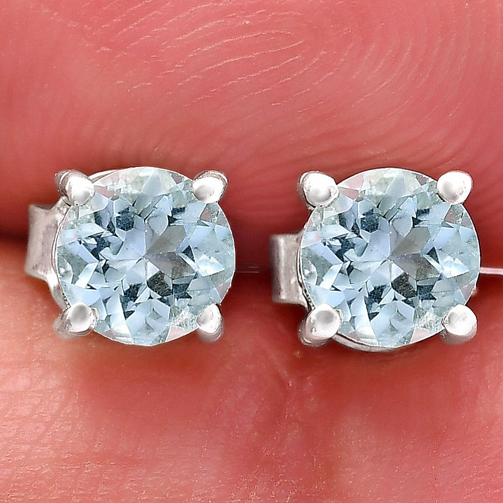 925 Sterling Silver Round Gemstone Stud Earrings – Birthstone Jewelry DGE1073 E-1017