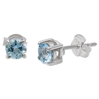 925 Sterling Silver Round Gemstone Stud Earrings – Birthstone Jewelry DGE1073 E-1017