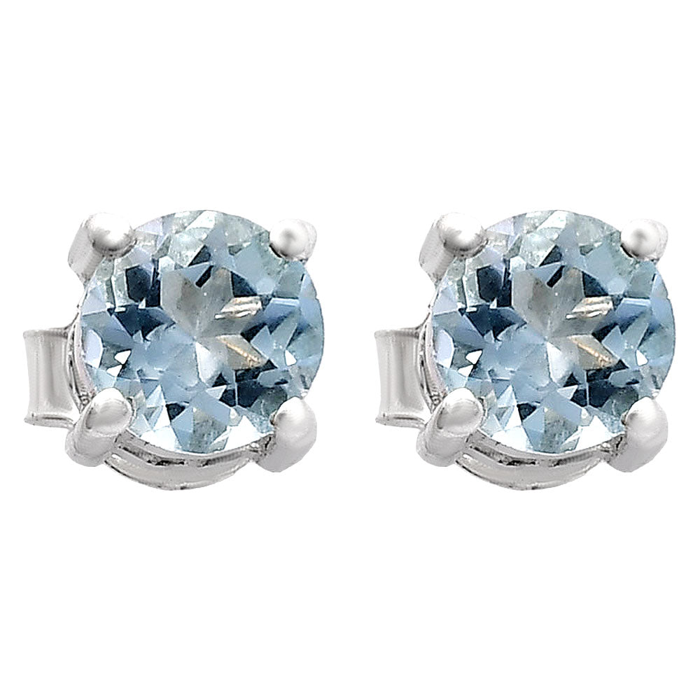 925 Sterling Silver Round Gemstone Stud Earrings – Birthstone Jewelry DGE1073 E-1017