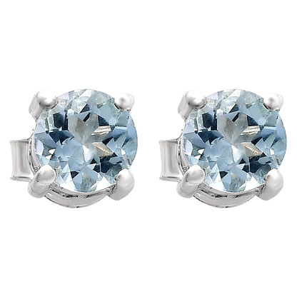 925 Sterling Silver Round Gemstone Stud Earrings – Birthstone Jewelry DGE1073 E-1017