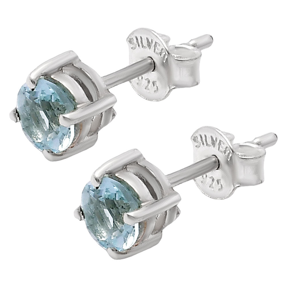 925 Sterling Silver Round Gemstone Stud Earrings – Birthstone Jewelry DGE1073 E-1017