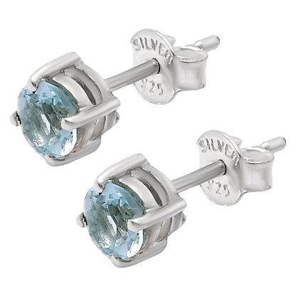 925 Sterling Silver Round Gemstone Stud Earrings – Birthstone Jewelry DGE1073 E-1017