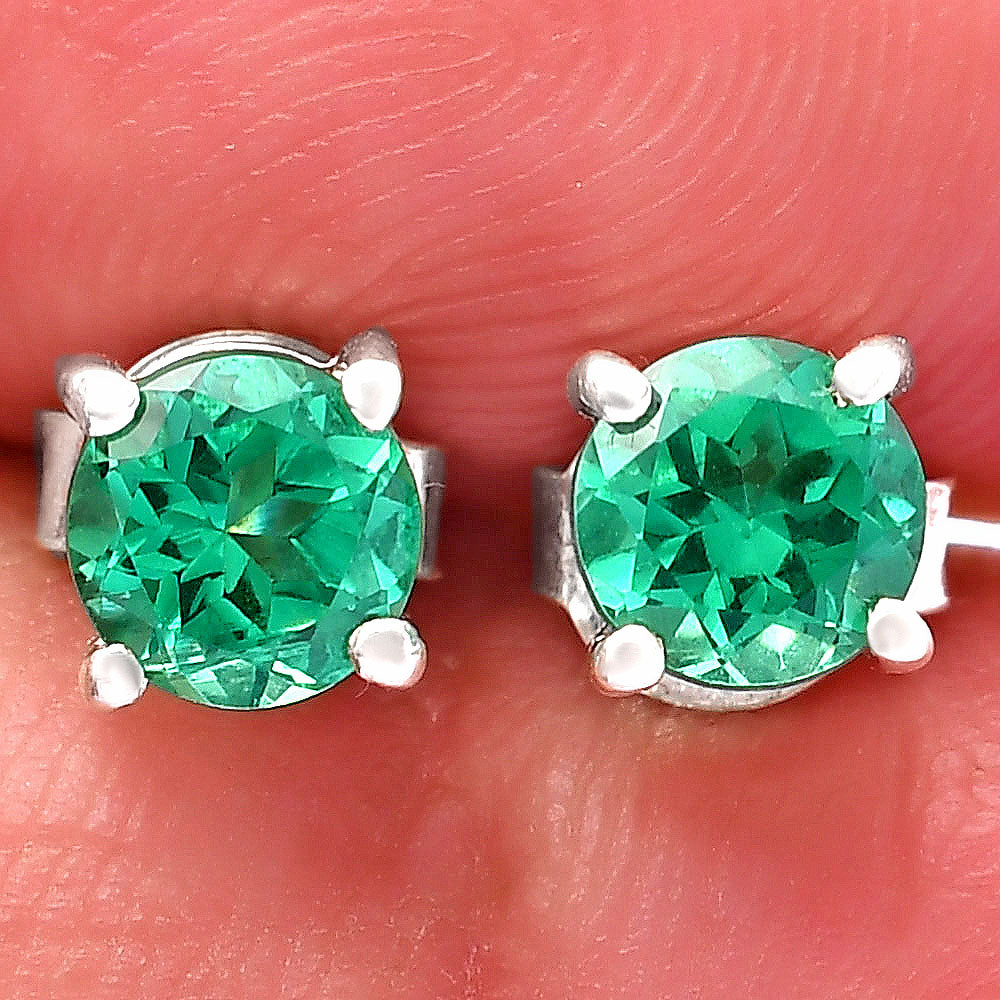 925 Sterling Silver Round Gemstone Stud Earrings – Birthstone Jewelry DGE1073 E-1017