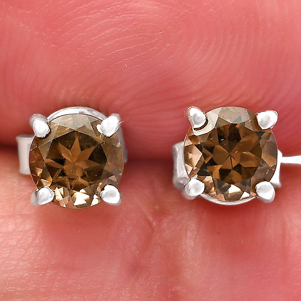 925 Sterling Silver Round Gemstone Stud Earrings – Birthstone Jewelry DGE1073 E-1017