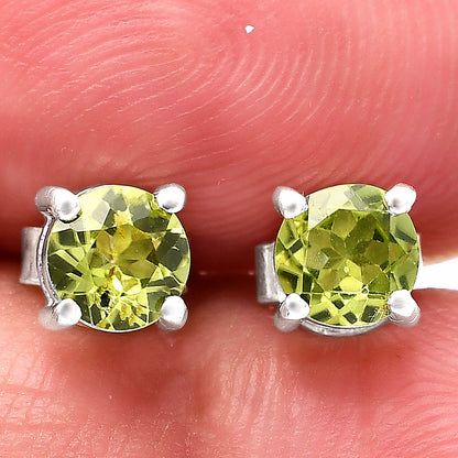 925 Sterling Silver Round Gemstone Stud Earrings – Birthstone Jewelry DGE1073 E-1017