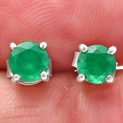 925 Sterling Silver Round Gemstone Stud Earrings – Birthstone Jewelry DGE1073 E-1017