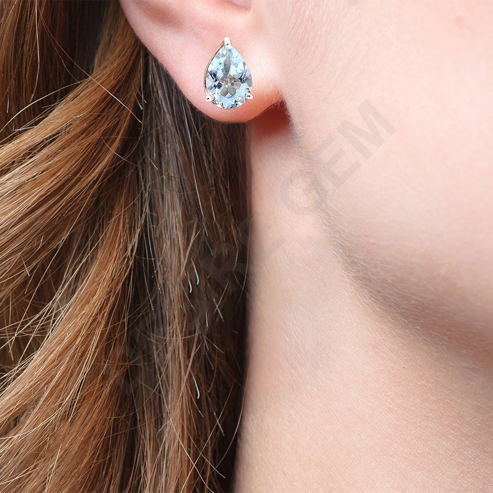 925 Sterling Silver Pear Gemstone Stud Earrings – Birthstone Jewelry DGE1074 E-1017