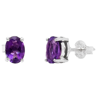 925 Sterling Silver Oval Gemstone Stud Earrings – Birthstone Jewelry DGE1075 E-1017