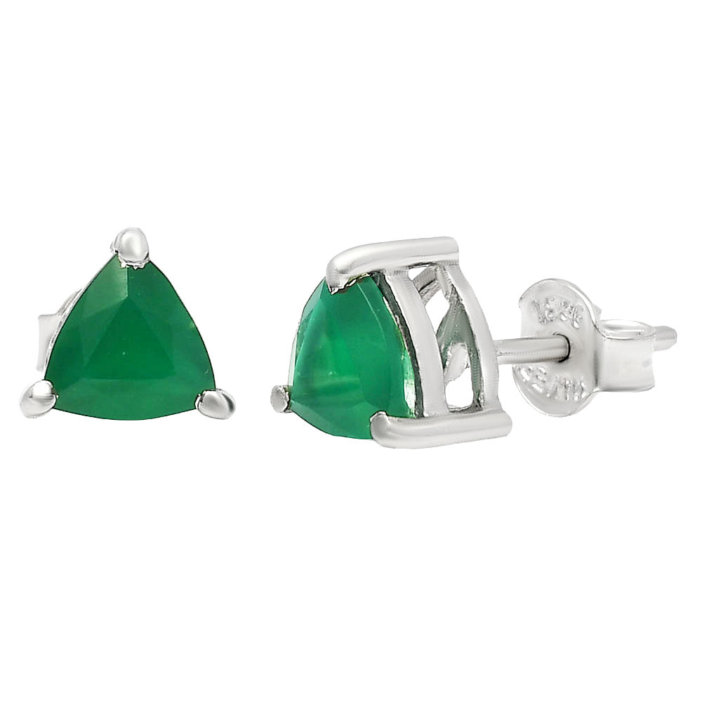 Trillion Cut Gemstone 925 Silver Stud Earrings Amethyst, Citrine, Topaz DGE1076 E-1017