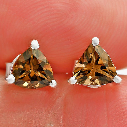Trillion Cut Gemstone 925 Silver Stud Earrings Amethyst, Citrine, Topaz DGE1076 E-1017