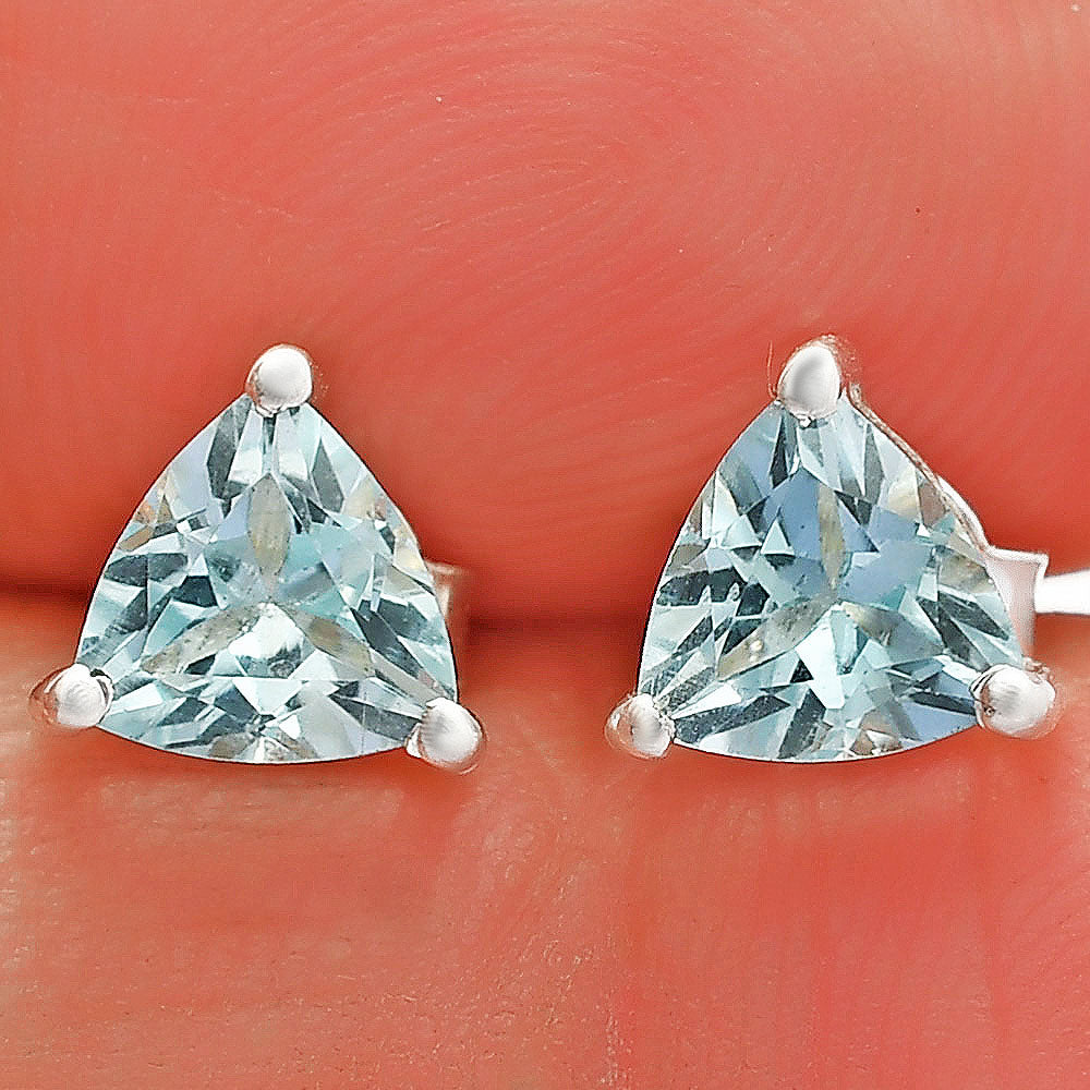 Trillion Cut Gemstone 925 Silver Stud Earrings Amethyst, Citrine, Topaz DGE1076 E-1017