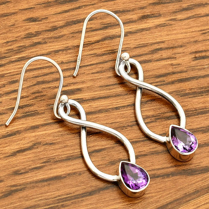 925 Sterling Silver Gemstone Dangle Earrings – Amethyst Citrine Peridot DGE1077 E-1236