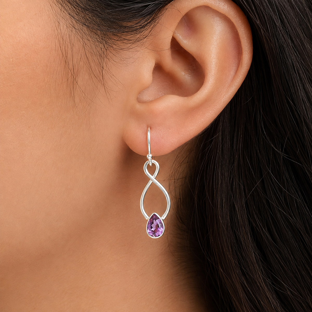 925 Sterling Silver Gemstone Dangle Earrings – Amethyst Citrine Peridot DGE1077 E-1236