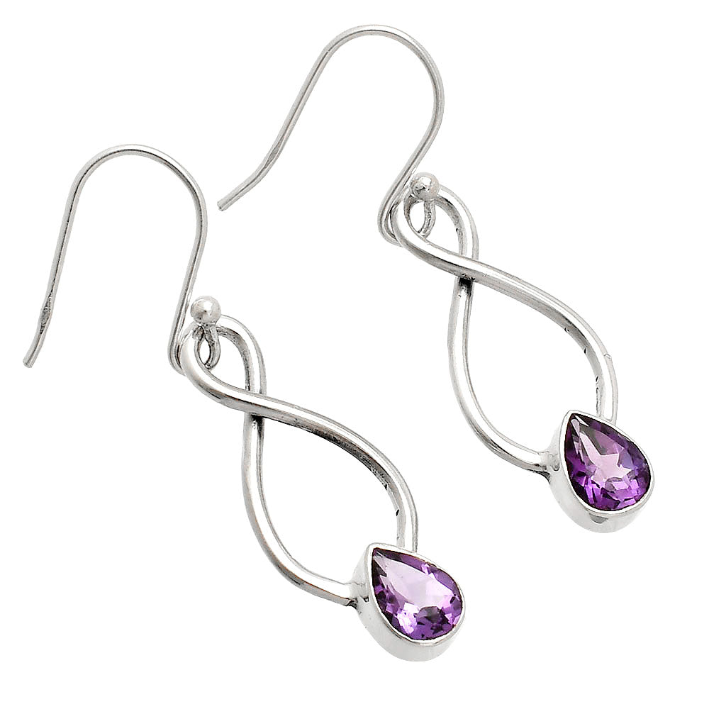 925 Sterling Silver Gemstone Dangle Earrings – Amethyst Citrine Peridot DGE1077 E-1236