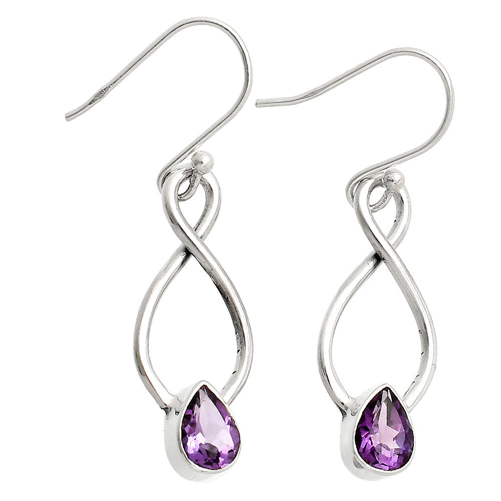 925 Sterling Silver Gemstone Dangle Earrings – Amethyst Citrine Peridot DGE1077 E-1236