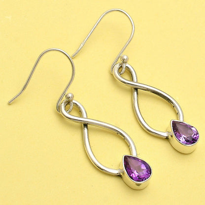 925 Sterling Silver Gemstone Dangle Earrings – Amethyst Citrine Peridot DGE1077 E-1236