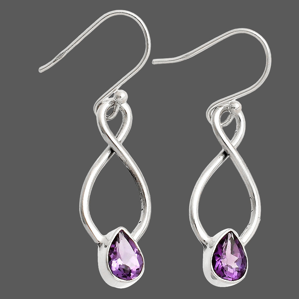 925 Sterling Silver Gemstone Dangle Earrings – Amethyst Citrine Peridot DGE1077 E-1236