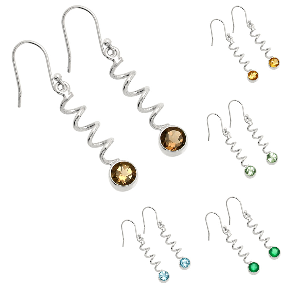 Artisan 925 Silver Gemstone Dangle Earrings – Citrine Topaz Peridot DGE1078 E-1047