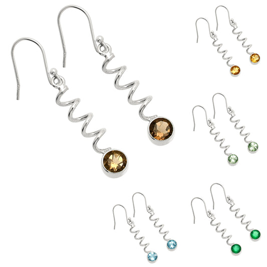 Artisan 925 Silver Gemstone Dangle Earrings – Citrine Topaz Peridot DGE1078 E-1047