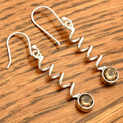 Artisan 925 Silver Gemstone Dangle Earrings – Citrine Topaz Peridot DGE1078 E-1047