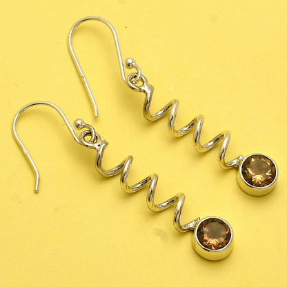 Artisan 925 Silver Gemstone Dangle Earrings – Citrine Topaz Peridot DGE1078 E-1047