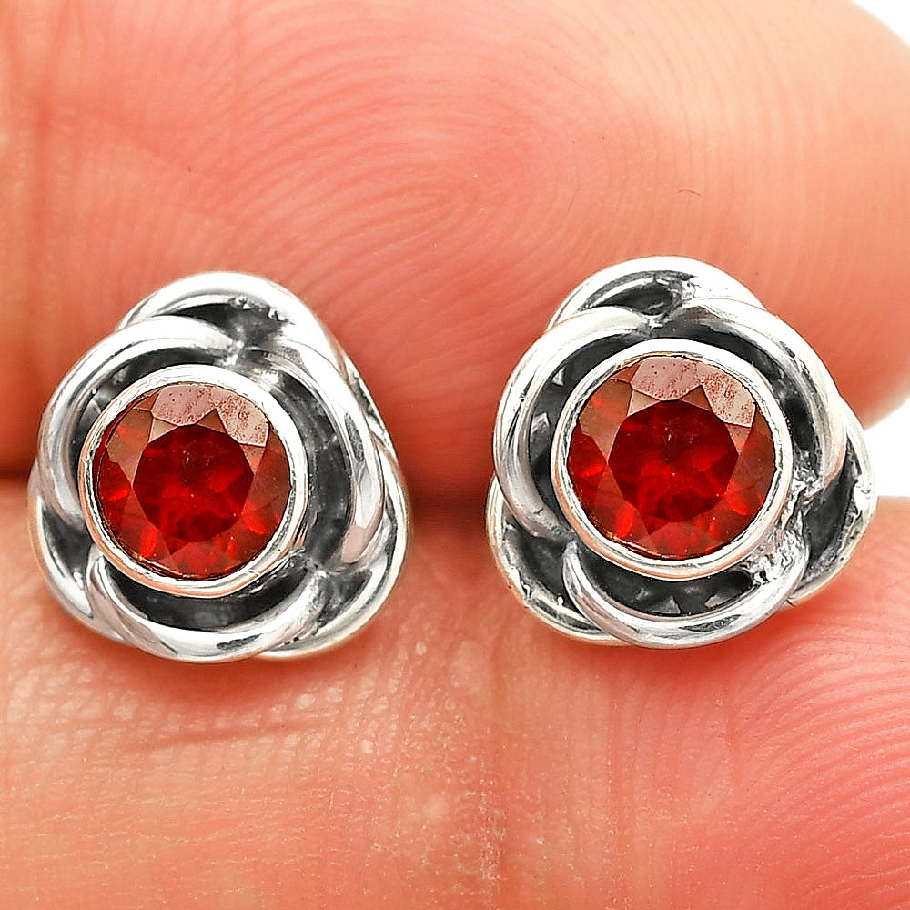 Round Gemstone Flower Stud Earrings 925 Sterling Silver Birthstone Gift DGE1079 E-1248