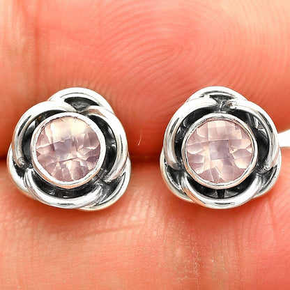 Round Gemstone Flower Stud Earrings 925 Sterling Silver Birthstone Gift DGE1079 E-1248