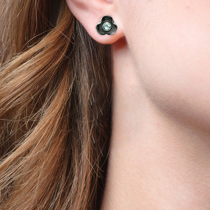 Handmade 925 Silver Stud Earrings with Birthstones | Minimal Jewelry DGE1081 E-1247