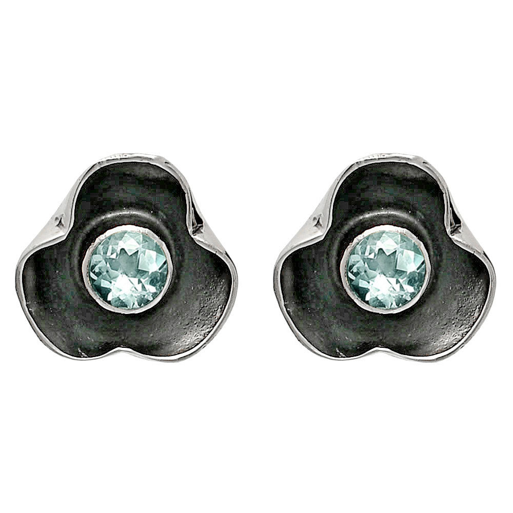 Handmade 925 Silver Stud Earrings with Birthstones | Minimal Jewelry DGE1081 E-1247